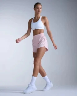2XU Women's Aero Hi-Rise 4 Inch Shorts Pink Frost/pink Frost Reflective