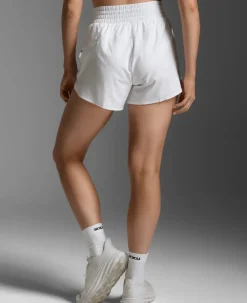 2XU Women's Aero Hi-Rise 2-In-1 3 Inch Shorts White/silver Reflective