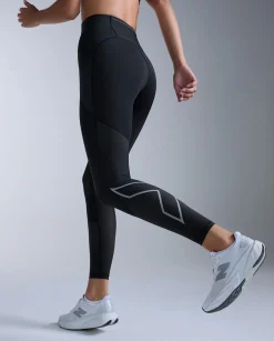 2XU Women's Aero Mesh Hi-Rise Compression Tights Black/silver Reflective