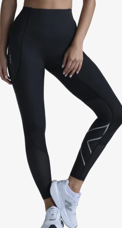 2XU Women's Aero Mesh Hi-Rise Compression Tights Black/silver Reflective
