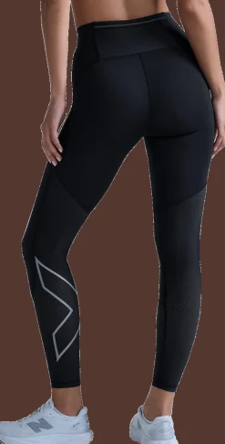 2XU Women's Aero Mesh Hi-Rise Compression Tights Black/silver Reflective