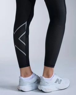 2XU Women's Aero Mesh Hi-Rise Compression Tights Black/silver Reflective