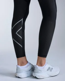2XU Women's Aero Mesh Hi-Rise Compression Tights Black/silver Reflective